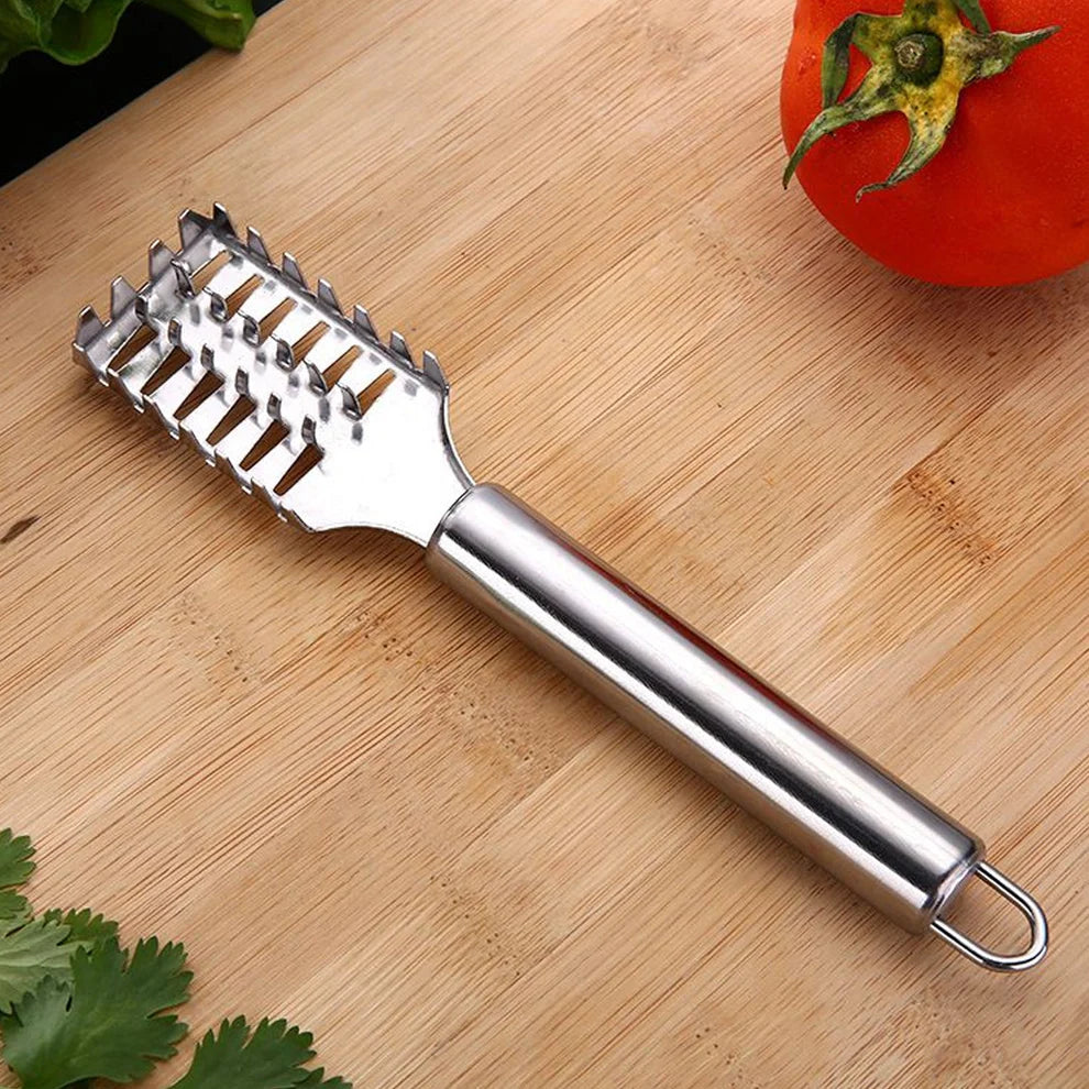 Stainless Steel Fish Scale Remover Scraper – Anti-Rust Sawtooth Cleaning Tool