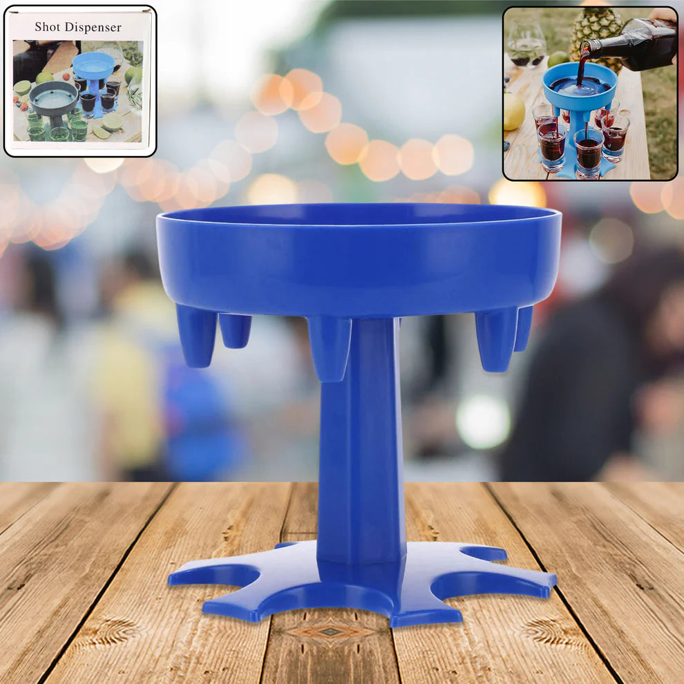 6-Way Shot Glass Dispenser with Stand – Even Pouring Tool for Parties & Bars (1 Pc)