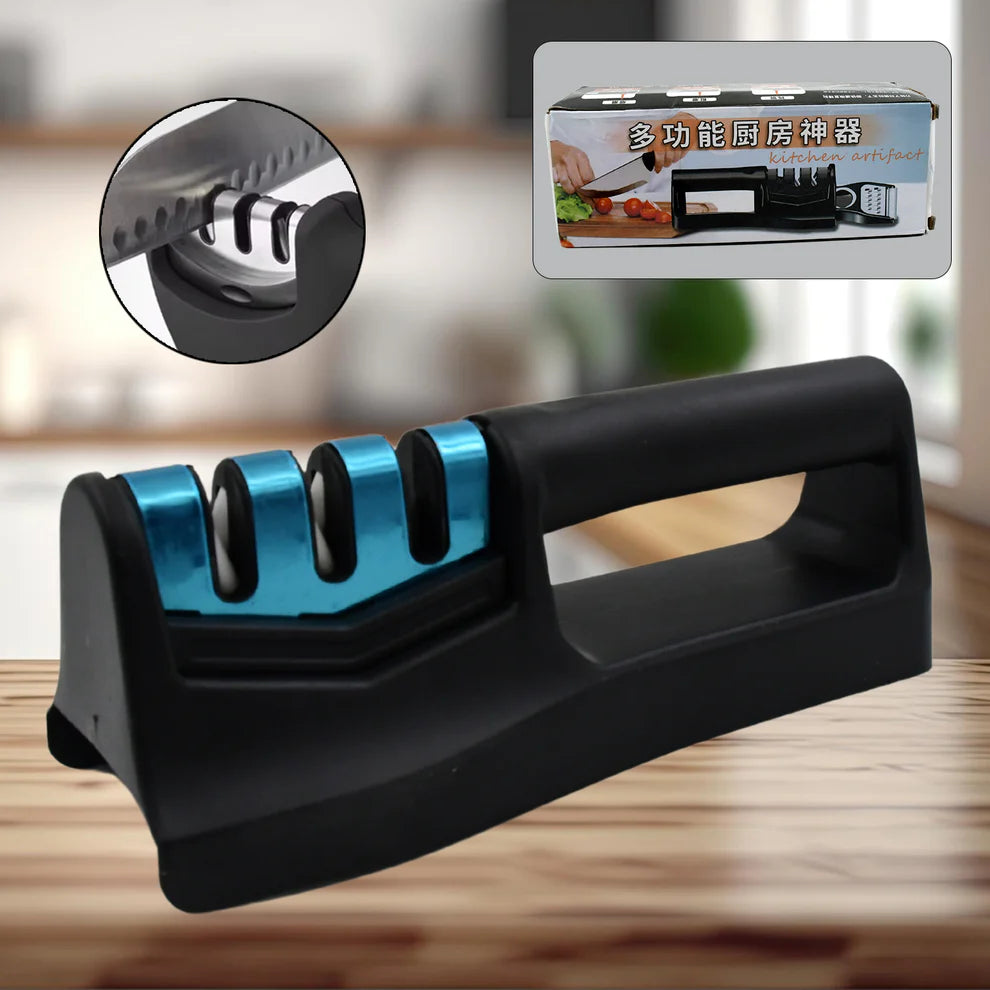 3-Stage Kitchen Knife Sharpener – Handheld Tool for Chef, Pocket & Kitchen Knives (1 Pc)