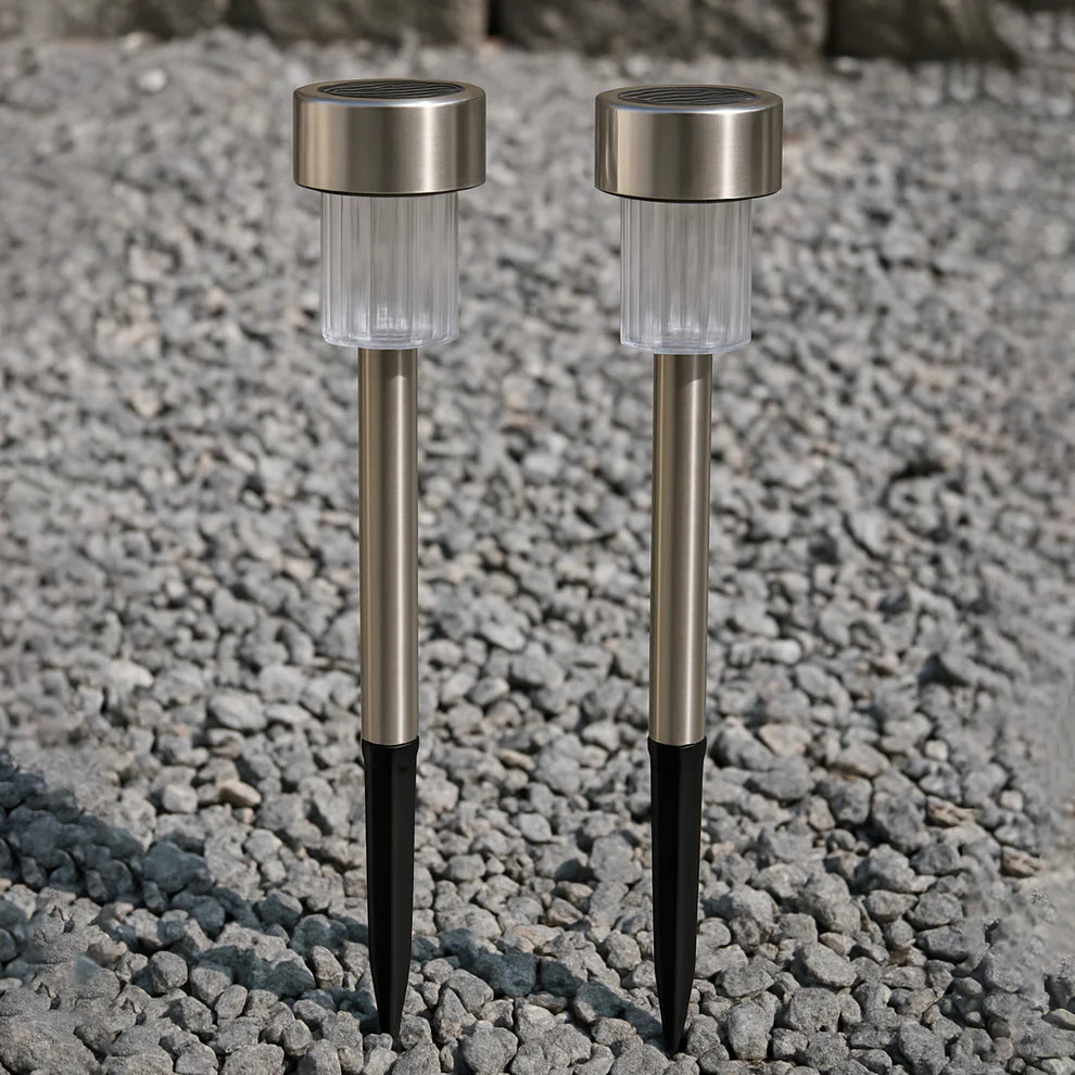 Solar-Powered Stainless Steel Garden Pathway Lights 31x4 cm (2 Pc)