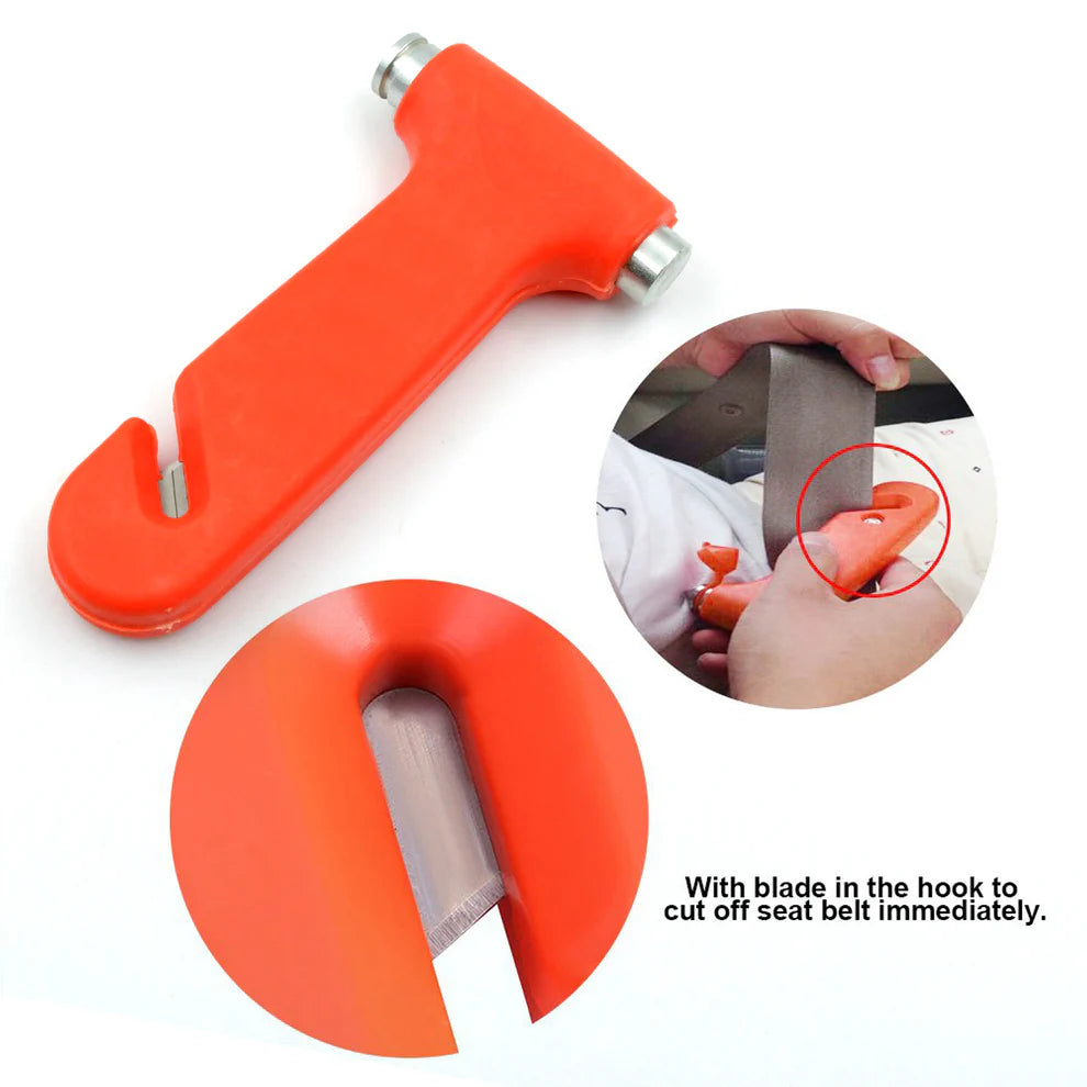 2-in-1 Car Safety Hammer with Seatbelt Cutter | Emergency Escape Tool for Vehicle Rescue (Heavy-Duty Steel Head)