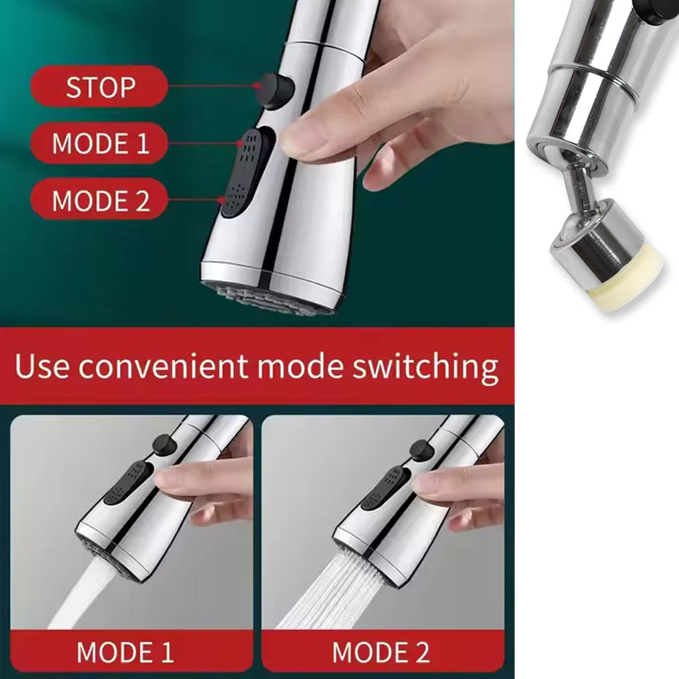 3-Function Pull-Down Kitchen Faucet Sprayer Head – 720° Rotatable Anti-Splash Tap Attachment (1 Pc)
