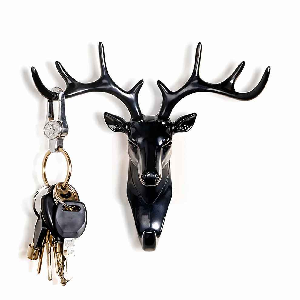 Vintage Resin Deer Head Wall Hook – Self-Adhesive Key & Bag Hanger for Home Decor