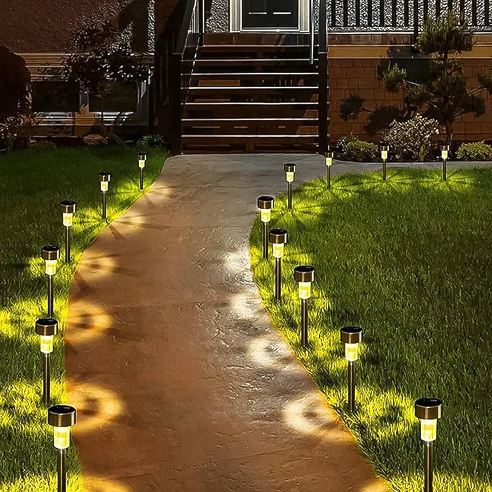 Solar-Powered Stainless Steel Garden Pathway Lights 31x4 cm (2 Pc)