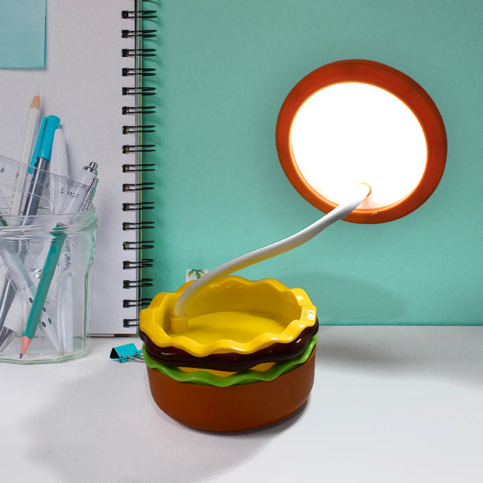 Burger LED Foldable Desk Lamp – Rechargeable, USB-Powered, Adjustable Night Light for Kids & Study Table