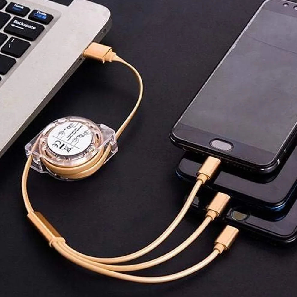 3-in-1 Retractable USB Charging Cable