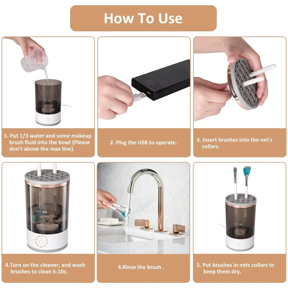 Automatic Makeup Brush Cleaner – Electric USB-Powered Cleaner & Dryer (1 Pc)