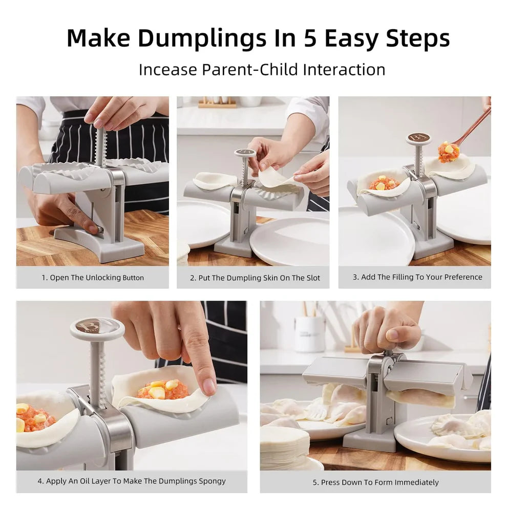 Double Dumpling Maker Press – Easy Dumpling Mold with Dual Heads for Quick & Perfect Dumplings