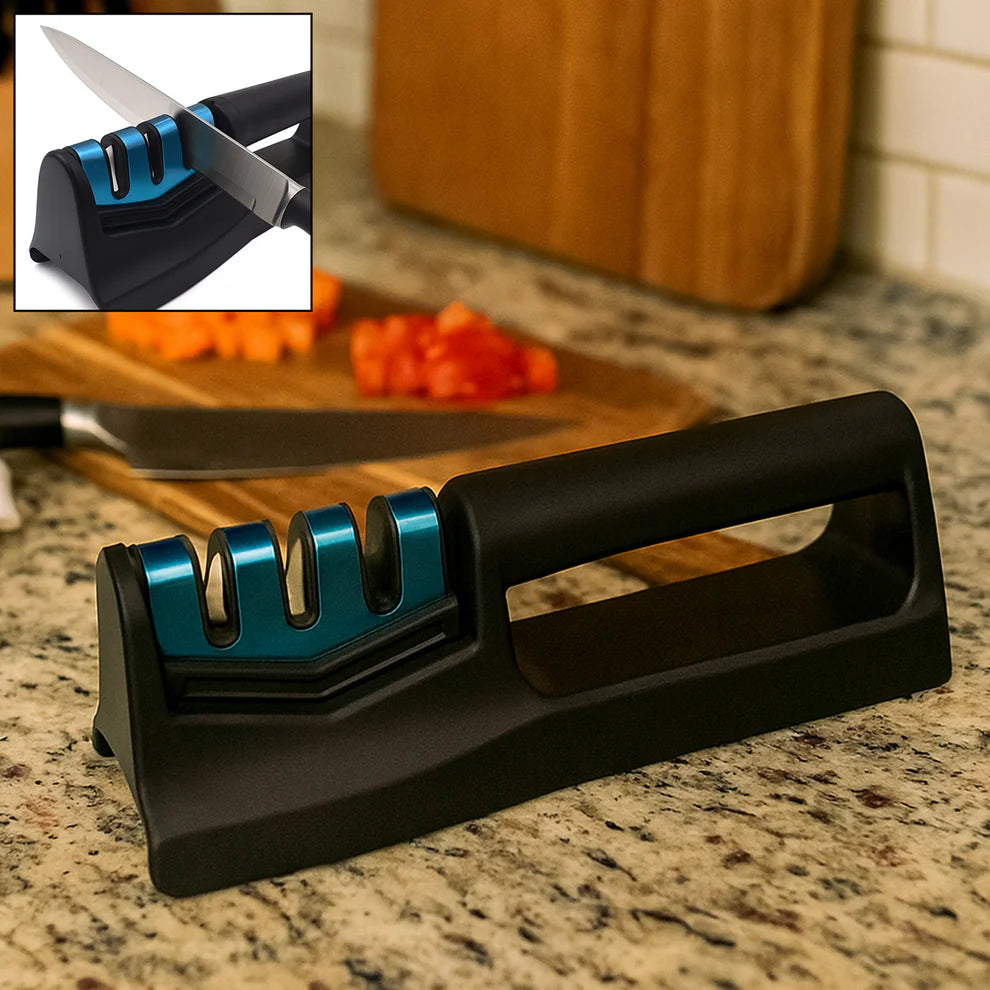 3-Stage Kitchen Knife Sharpener – Handheld Tool for Chef, Pocket & Kitchen Knives (1 Pc)