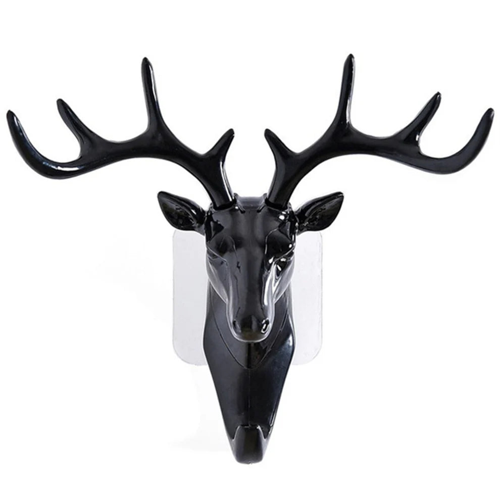 Vintage Resin Deer Head Wall Hook – Self-Adhesive Key & Bag Hanger for Home Decor