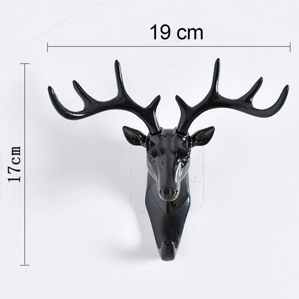 Vintage Resin Deer Head Wall Hook – Self-Adhesive Key & Bag Hanger for Home Decor