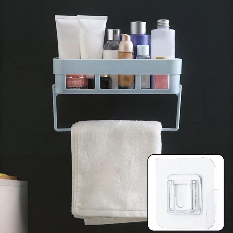 Wall-Mounted Multipurpose Storage Shelf – No Drill Bathroom & Kitchen Rack (Self-Adhesive)