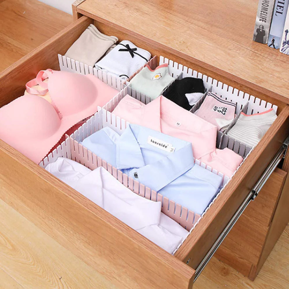 Adjustable Drawer Organizer Divider – 6pcs Set (Multicolor, ABS Plastic)