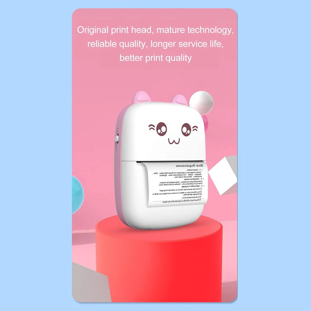 Cute Pocket Bluetooth Thermal Printer – Portable Inkless Mini Printer for Notes, Labels & Photos (with Free Roll)
