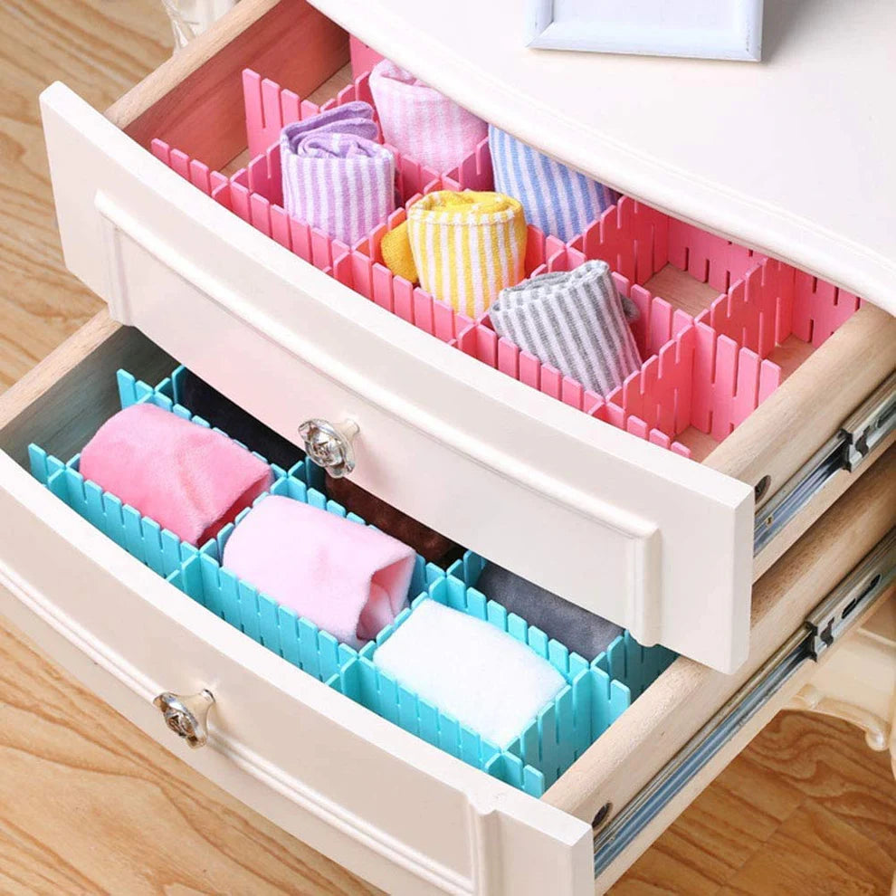 Adjustable Drawer Organizer Divider – 6pcs Set (Multicolor, ABS Plastic)