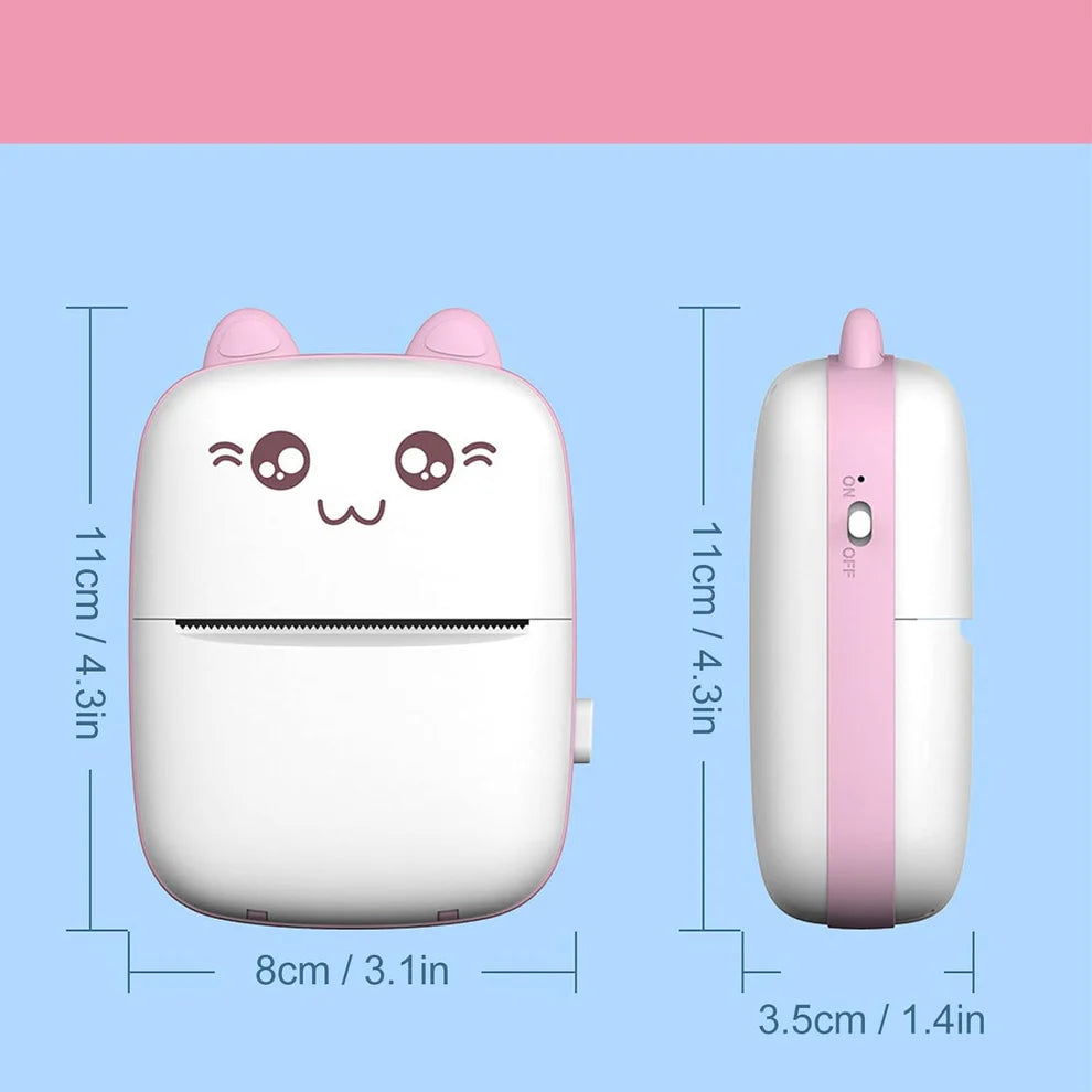 Cute Pocket Bluetooth Thermal Printer – Portable Inkless Mini Printer for Notes, Labels & Photos (with Free Roll)