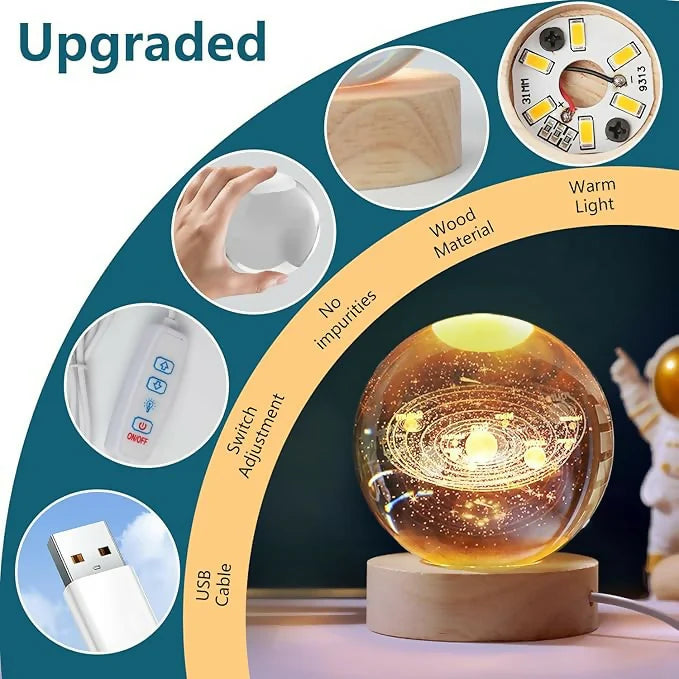 3D Crystal Galaxy Lamp Ball – LED Light Sphere (Assorted Design)