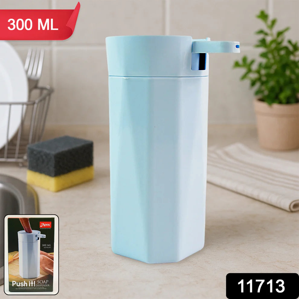 Apex Push It! 300ml Soap Dispenser – One-Hand Use | Plastic Liquid Dispenser for Kitchen & Bathroom