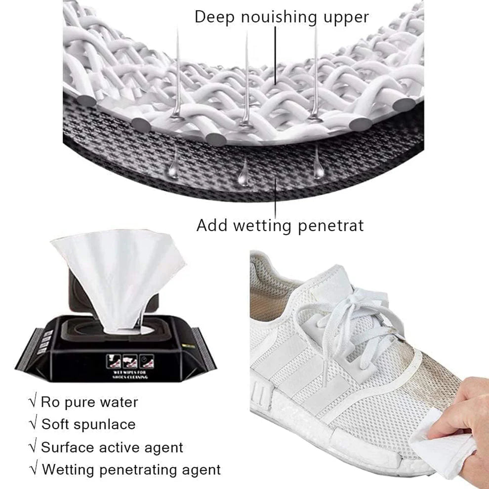 Sneaker Cleaning Wipes – Disposable Shoe Wipes for Sneakers, White Shoes & Leather (Pack of 80+30)