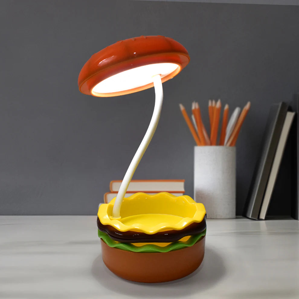 Burger LED Foldable Desk Lamp – Rechargeable, USB-Powered, Adjustable Night Light for Kids & Study Table