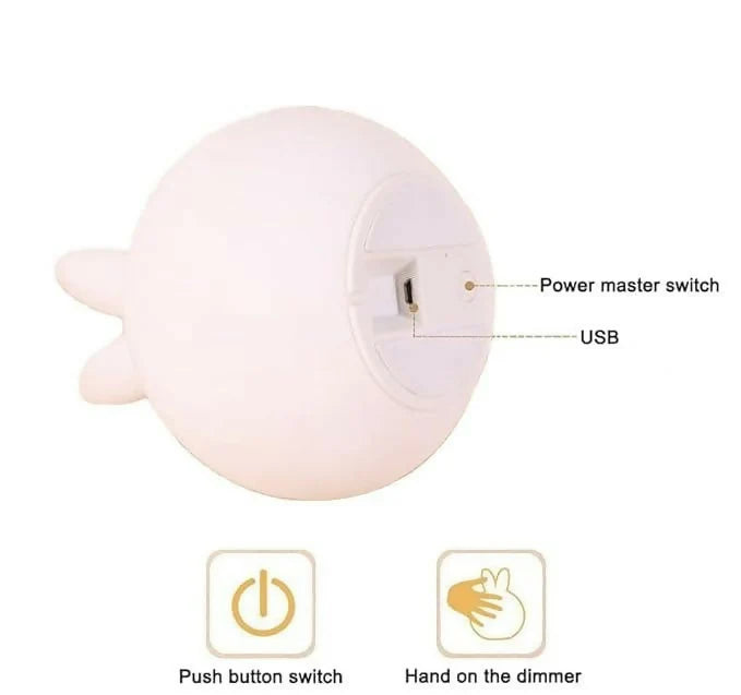 Multicolor Silicone Bunny Night Lamp – USB Rechargeable Touch Lamp for Kids & Baby Rooms